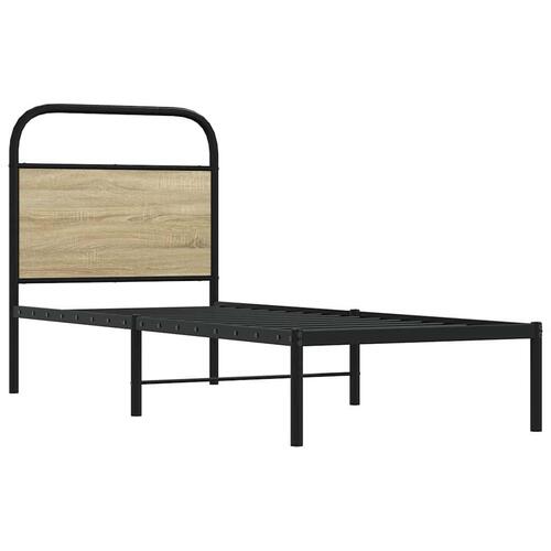 Sengegavl 75 cm stål og konstrueret træ sonoma-eg