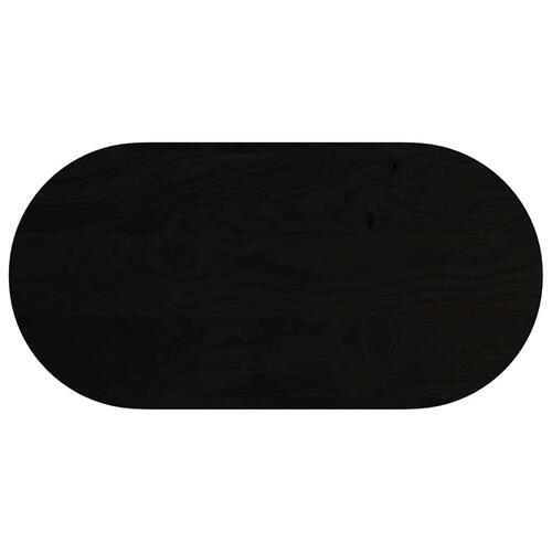 Bordplade 100x50x4 cm massivt egetræ oval mørkebrun