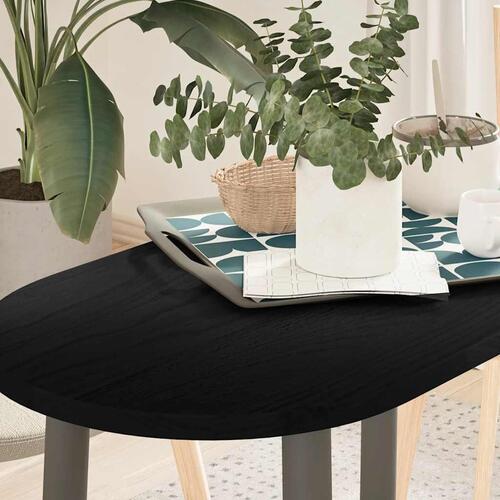 Bordplade 80x40x2 cm massivt egetræ oval mørkebrun