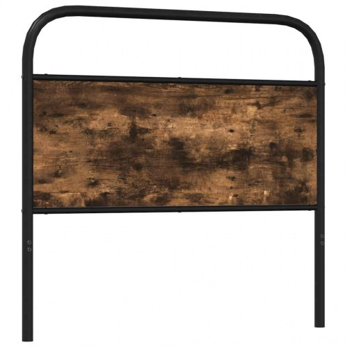 Sengegavl 90 cm stål og konstrueret træ røget egetræsfarve