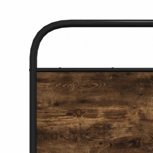 Sengegavl 120 cm stål og konstrueret træ røget egetræsfarve