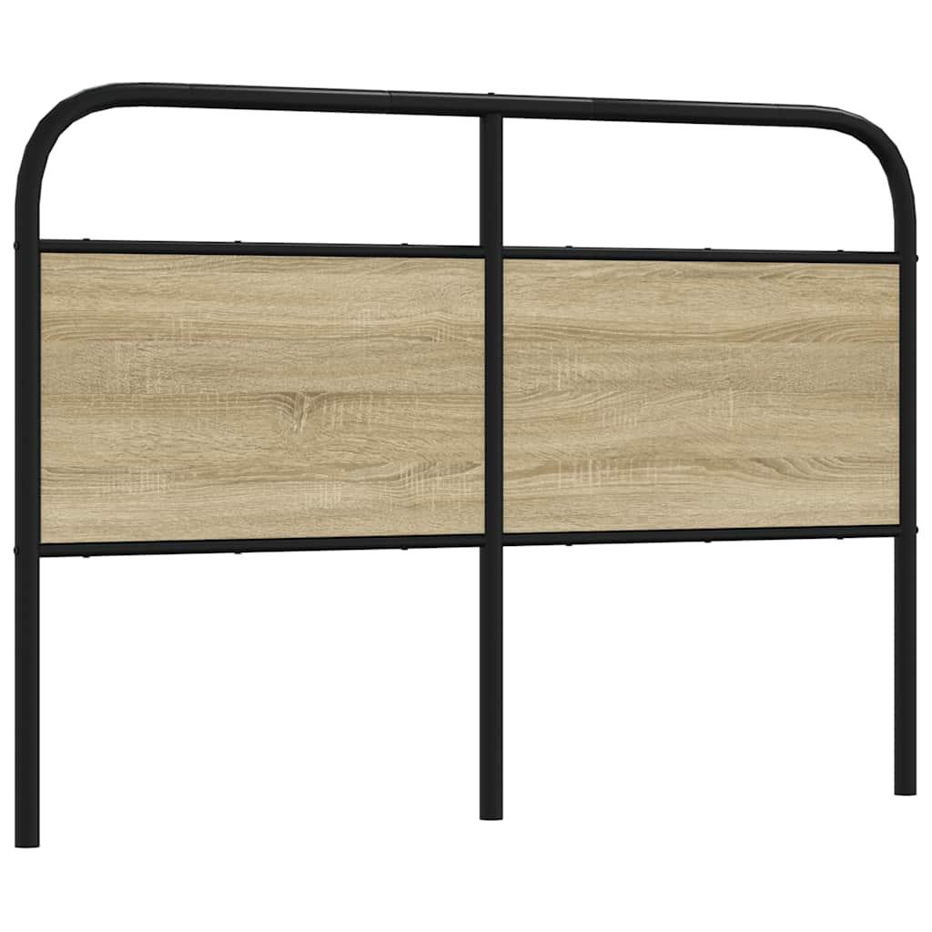 Sengegavl 120 cm stål og konstrueret træ sonoma-eg