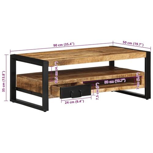 Sofabord 90x50x36 cm massivt ru mangotræ