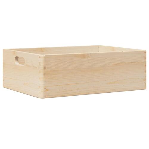 Trækasse med håndtag 40x30x13 cm massivt træ fyrretræ