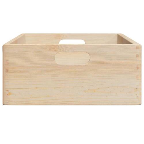 Trækasse med håndtag 40x30x13 cm massivt træ fyrretræ