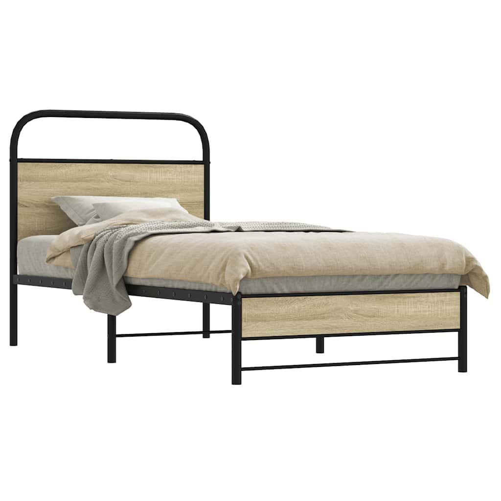 Sengeramme 75x190 cm uden madras konstrueret træ sonoma-eg billede