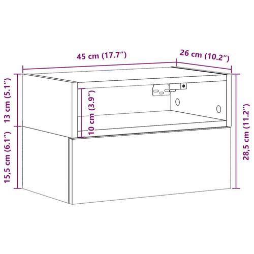 Væghængt sengebord 45x26x28,5 cm sort