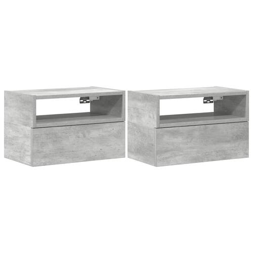Væghængte sengeborde 2 stk. 45x26x28,5 cm betongrå