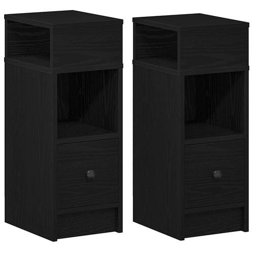 Sengeborde 2 stk. med skuffe 25x31x66 cm sort