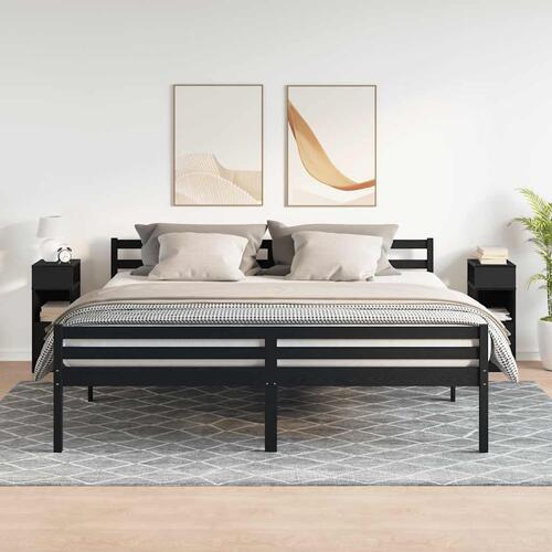Sengeborde 2 stk. med skuffe 25x31x66 cm sort