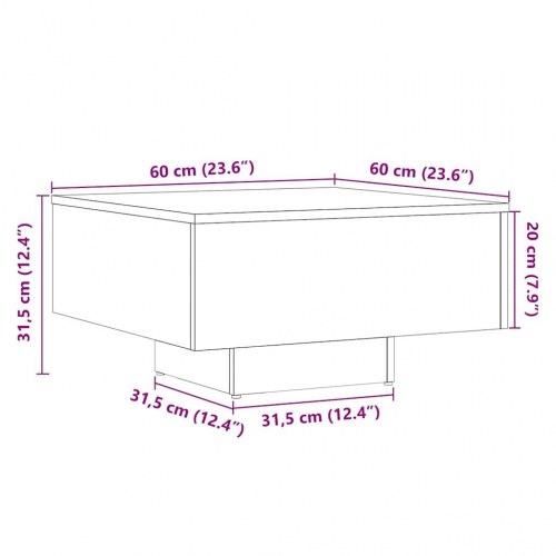 Sofabord 60 × 60 × 31,5 cm i konstrueret træ - egetræsfarve