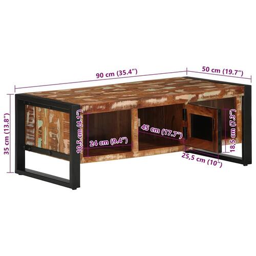 Sofabord 90x50x36 cm massivt genbrugstræ flerfarvet