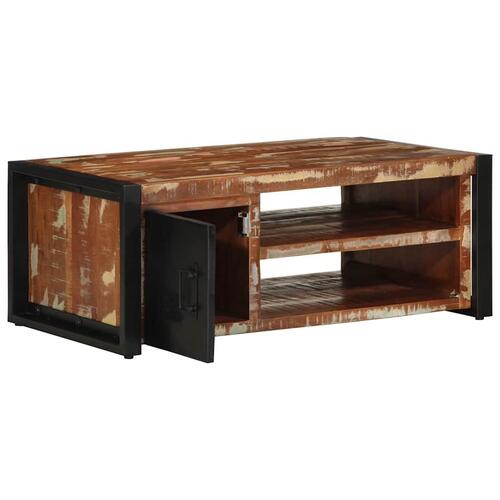 Sofabord 90x50x36 cm massivt genbrugstræ flerfarvet