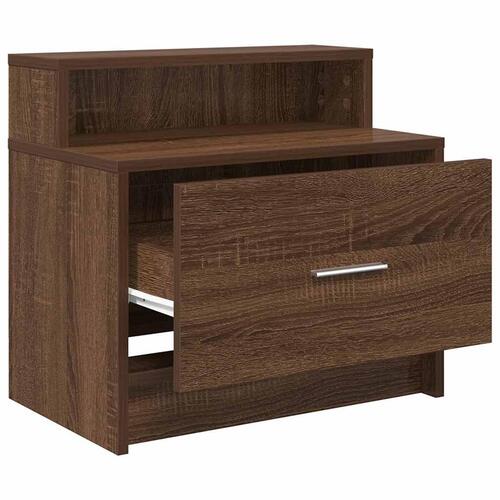 Sengeborde med skuffe 2 stk. 51x31x47 cm brun egetræsfarve