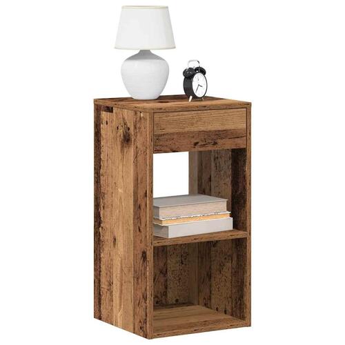 Sengebord med skuffe 35x34x66,5 cm antikt træ