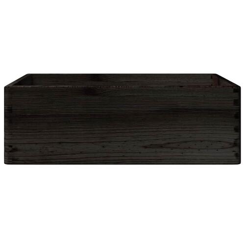 Trækasse med håndtag sort 40x30x13 cm massivt træ fyrretræ