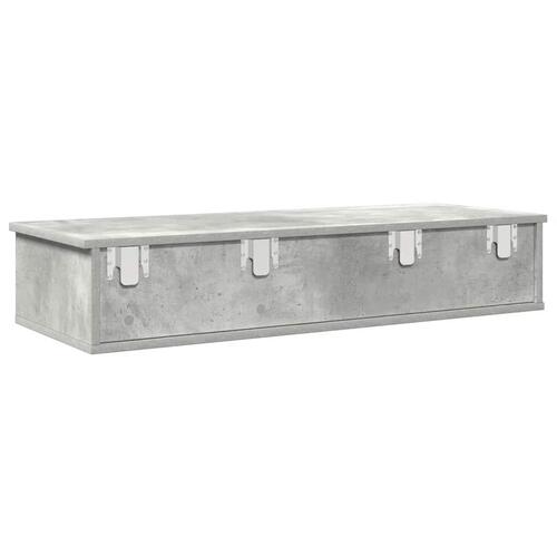 Væghylde med skuffer 100x37,5x19 cm konstrueret træ betongrå