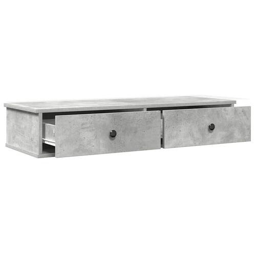 Væghylde med skuffer 100x37,5x19 cm konstrueret træ betongrå
