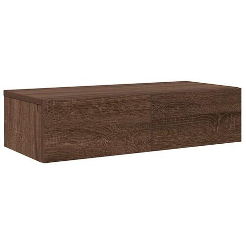 Væghylde med skuffer 60x26,5x15 cm konstrueret træ brun eg