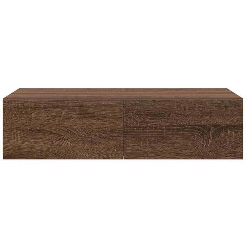 Væghylde med skuffer 60x26,5x15 cm konstrueret træ brun eg
