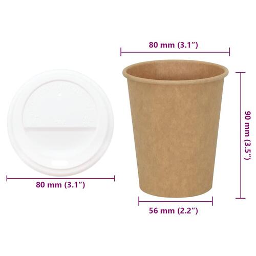 Kaffekopper af papir med låg 1000 stk. 8oz 200ml