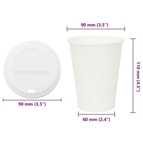 Kaffekopper af papir med låg 1000 stk. 12oz 300ml