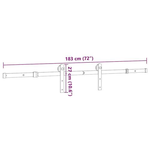 Skinnesæt til skydedør 183 cm stål sort