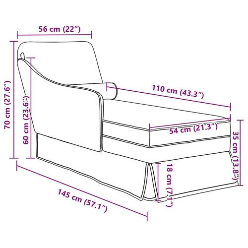Chaiselong med bolster og højre armlæn hør