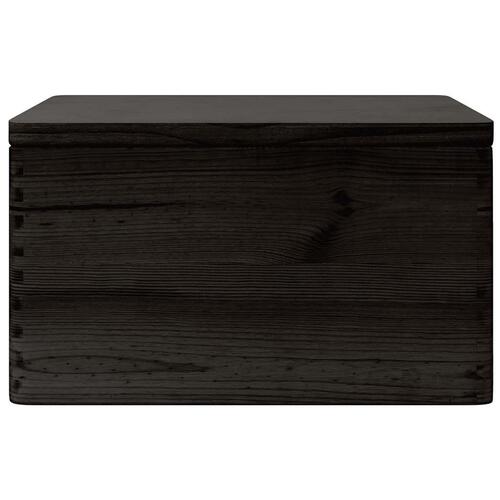Trækasse med låg sort 40x30x23 cm massivt træ fyrretræ