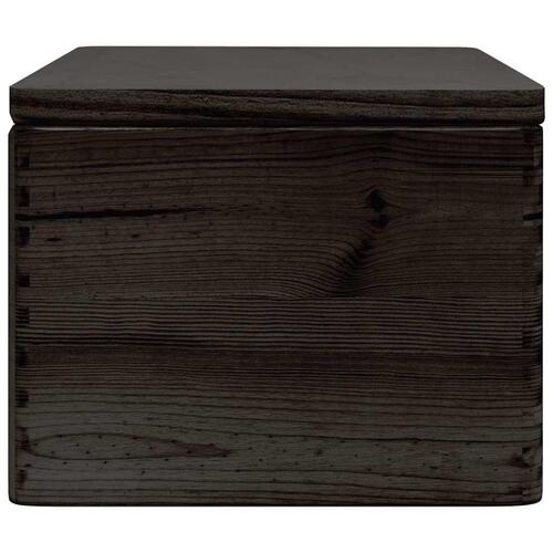 Trækasse med låg sort 40x30x23 cm massivt træ fyrretræ