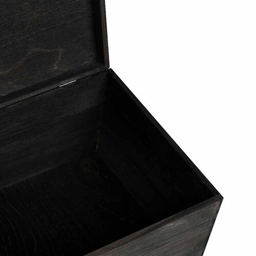 Trækasse med låg sort 40x30x23 cm massivt træ fyrretræ