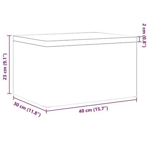 Trækasse med låg sort 40x30x23 cm massivt træ fyrretræ