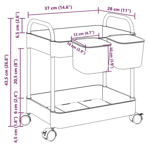 Opbevaringsvogn i 2 niveauer transparent 37x28x43,5 cm akryl