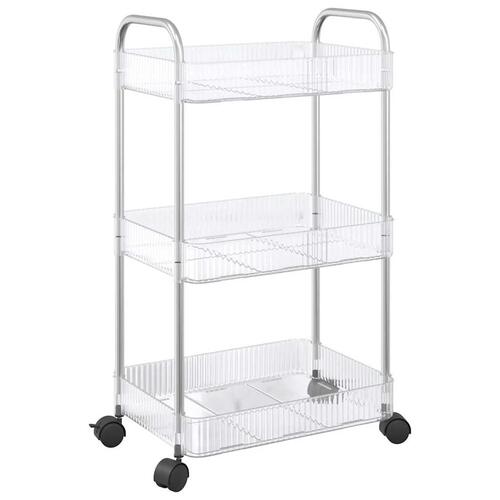 Opbevaringsvogn i 3 niveauer transparent 37x28x68 cm akryl