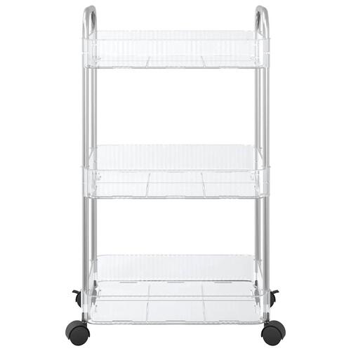 Opbevaringsvogn i 3 niveauer transparent 37x28x68 cm akryl