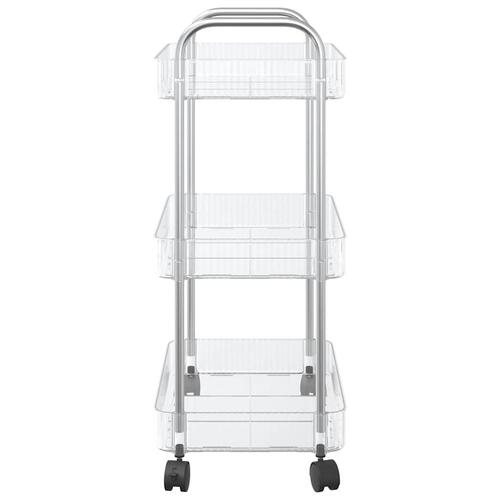 Opbevaringsvogn i 3 niveauer transparent 37x28x68 cm akryl