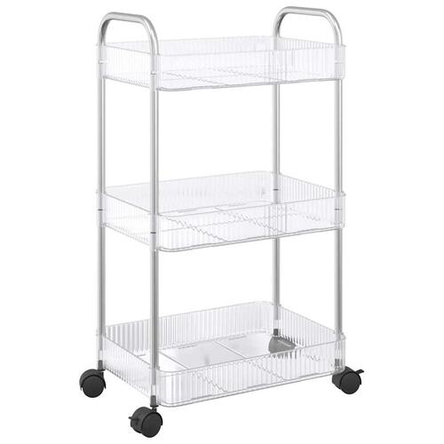 Opbevaringsvogn i 3 niveauer transparent 37x28x68 cm akryl