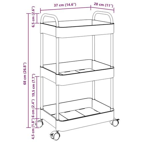 Opbevaringsvogn i 3 niveauer transparent 37x28x68 cm akryl