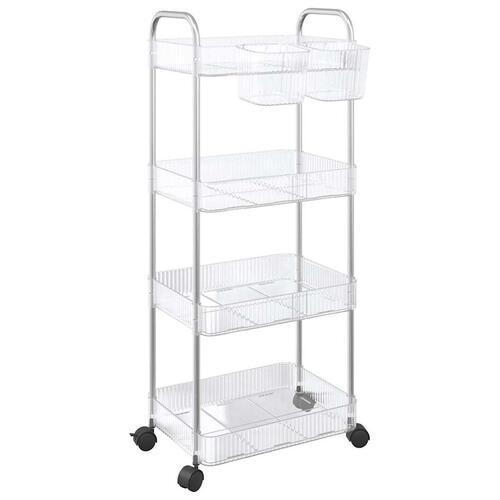 Opbevaringsvogn i 4 niveauer transparent 37x28x95 cm akryl