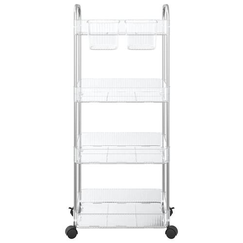 Opbevaringsvogn i 4 niveauer transparent 37x28x95 cm akryl