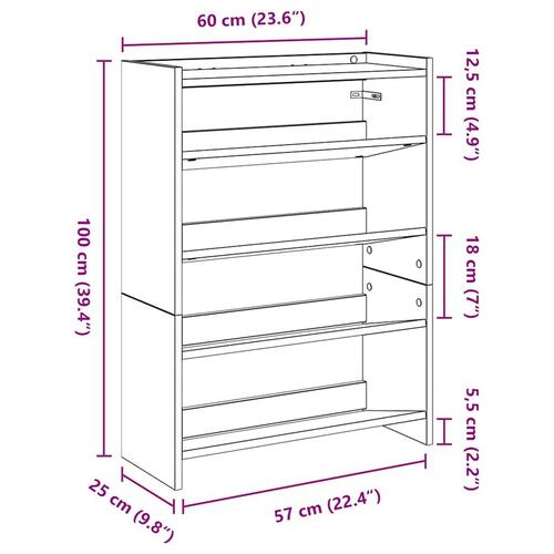 Skoreol 60x25x81 cm konstrueret træ sonoma-eg