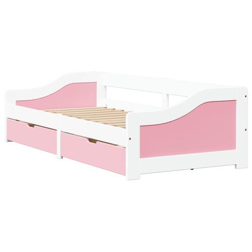 Daybed med to skuffer uden madras IRUN hvid og lyserød 90x200cm