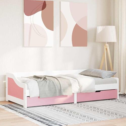 Daybed med to skuffer uden madras IRUN hvid og lyserød 90x200cm