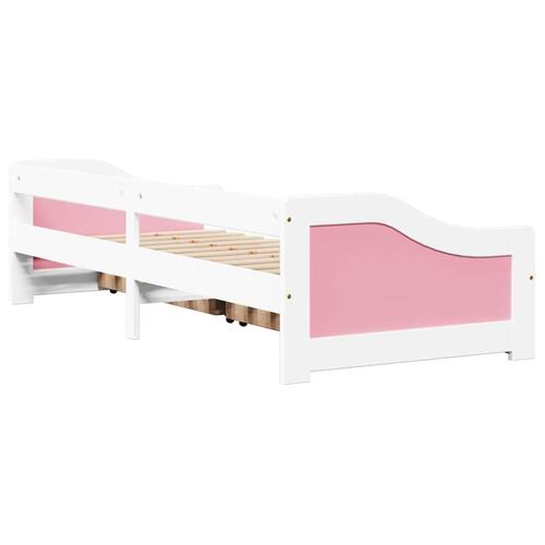 Daybed med to skuffer uden madras IRUN hvid og lyserød 90x200cm