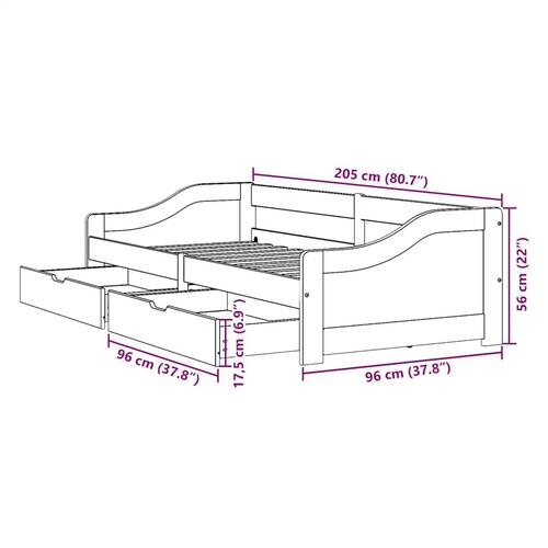 Daybed med to skuffer uden madras IRUN hvid og lyserød 90x200cm