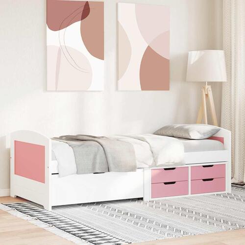 Daybed med 5 skuffer uden madras IRUN hvid og lyserød 90x200 cm