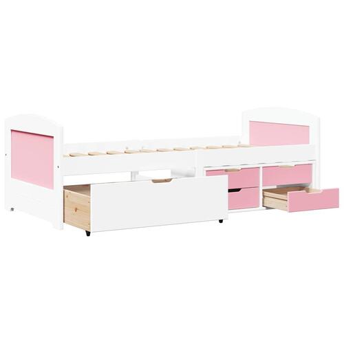 Daybed med 5 skuffer uden madras IRUN hvid og lyserød 90x200 cm