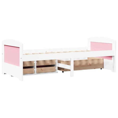 Daybed med 5 skuffer uden madras IRUN hvid og lyserød 90x200 cm