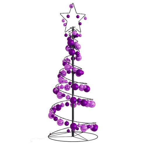 Lysende juletræ med kugler 80 LED'er 120 cm varmt hvidt lys