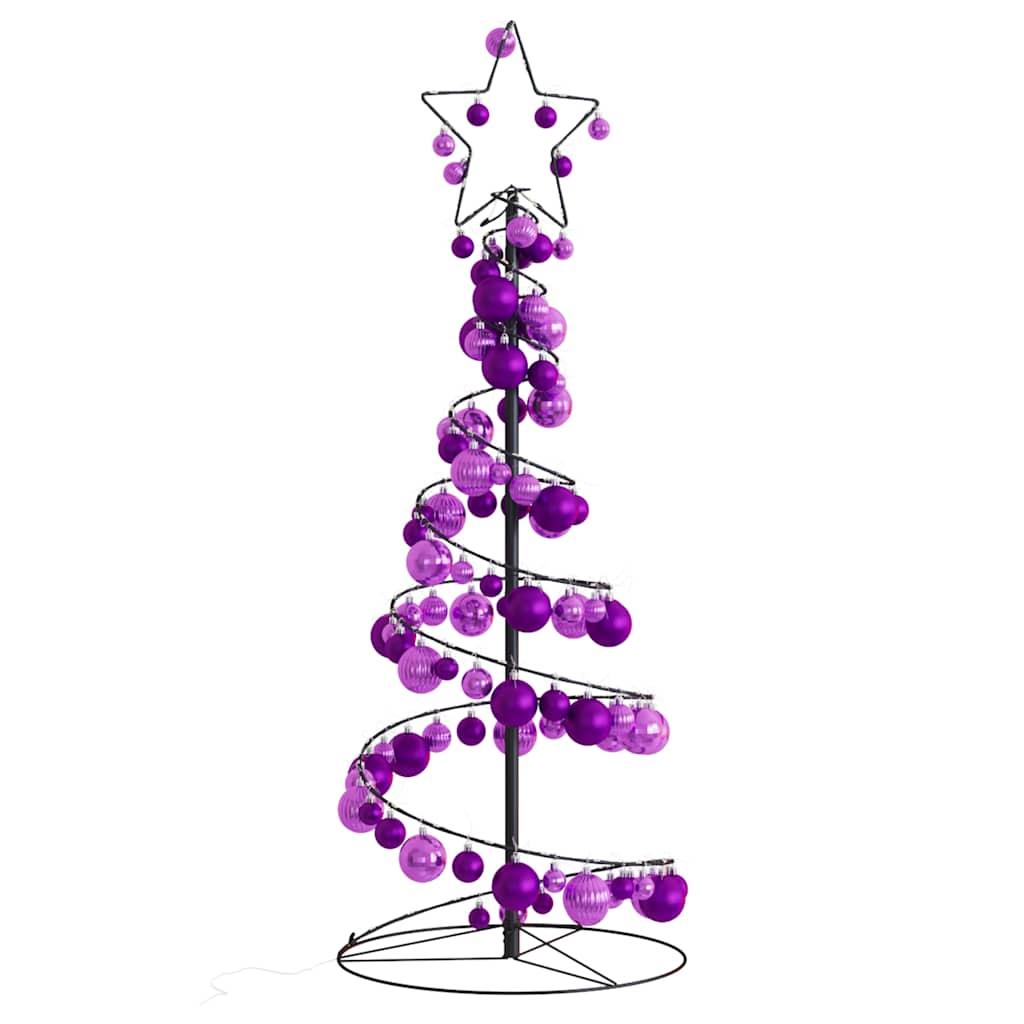 Lysende juletræ med kugler 80 LED'er 120 cm varmt hvidt lys